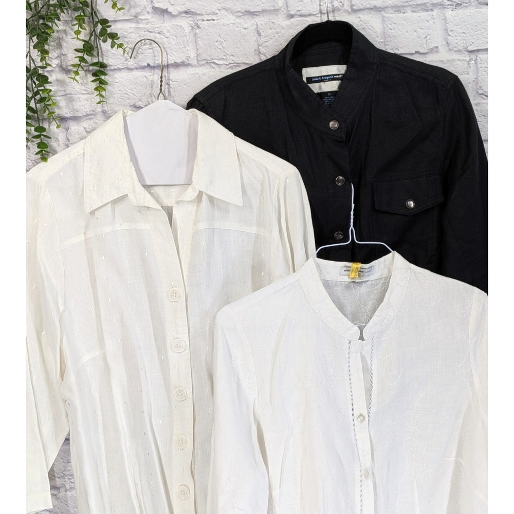 LINEN LOT 3!🌿Saint Tropez West Women 1X Shacket Lightweight Blouse Tunic Shirts